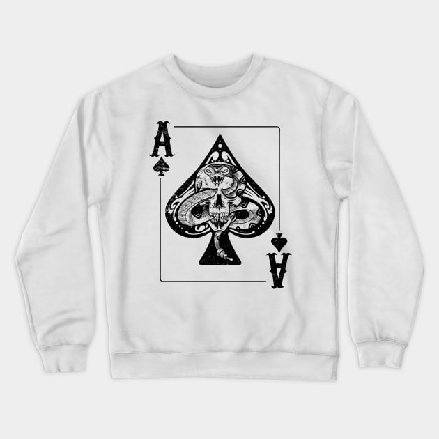 Skull and Snake Ace of Spades Poker fan gift Crewneck Sweatshirt by Juandamurai
